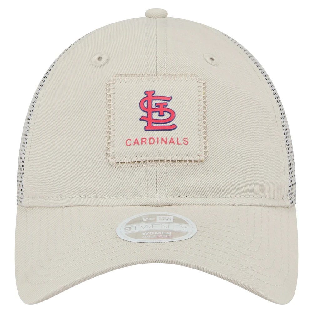 Women's New Era  Light Beige St. Louis Cardinals Square Stitch 9TWENTY Adjustable Hat