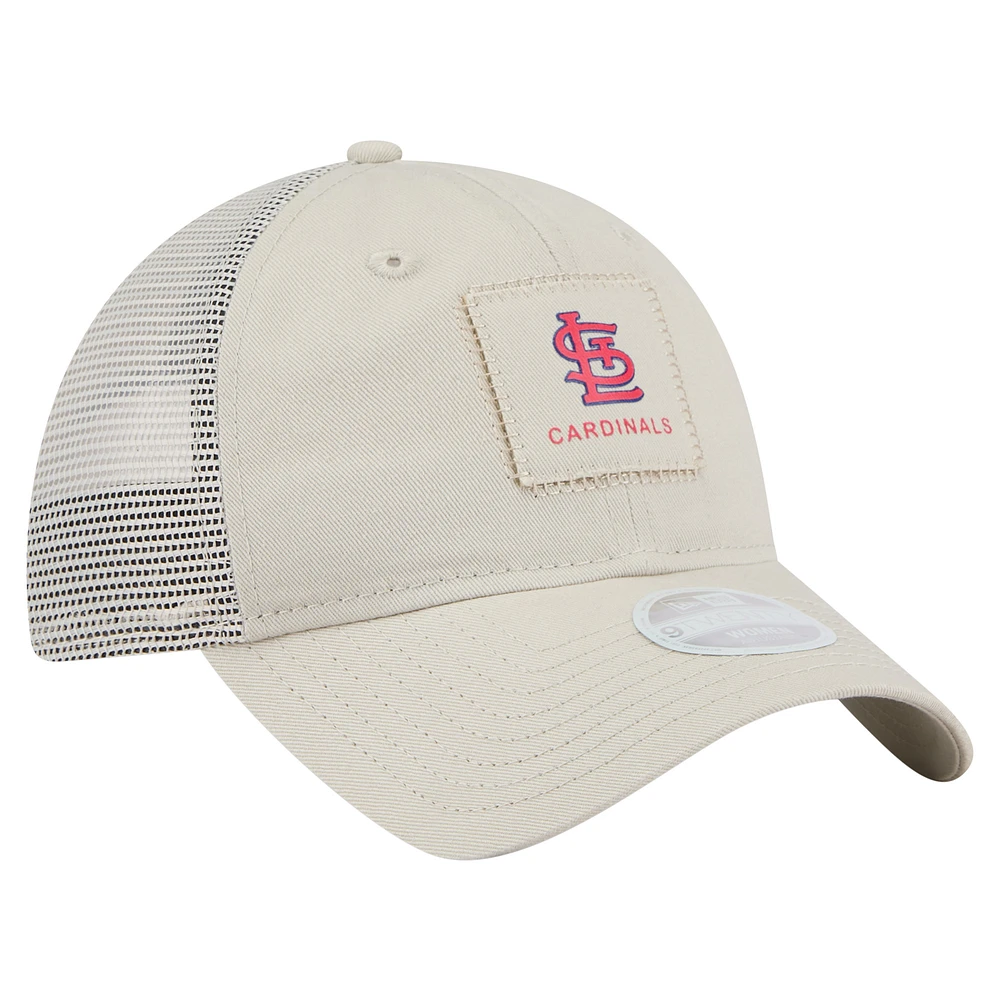 Women's New Era  Light Beige St. Louis Cardinals Square Stitch 9TWENTY Adjustable Hat