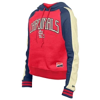 Women's New Era  Red St. Louis Cardinals Cooperstown Collection Cropped Raglan Pullover Hoodie