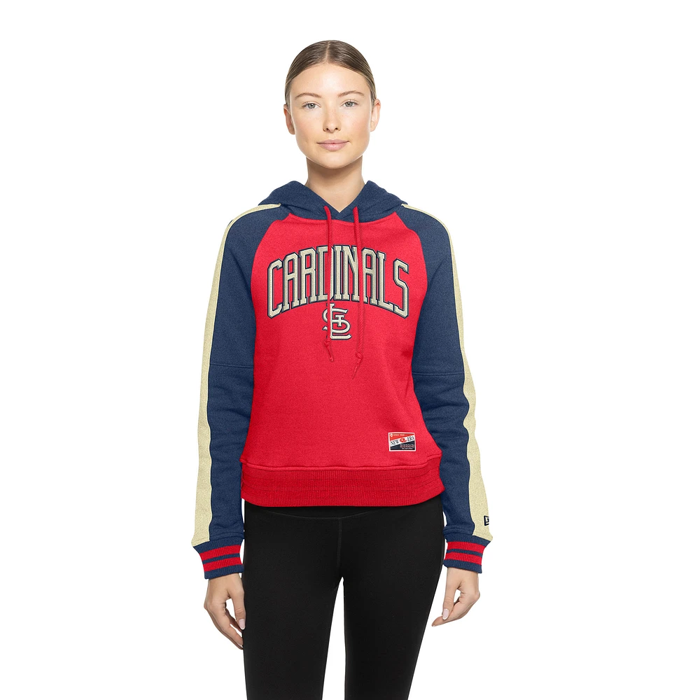 Women's New Era  Red St. Louis Cardinals Cooperstown Collection Cropped Raglan Pullover Hoodie