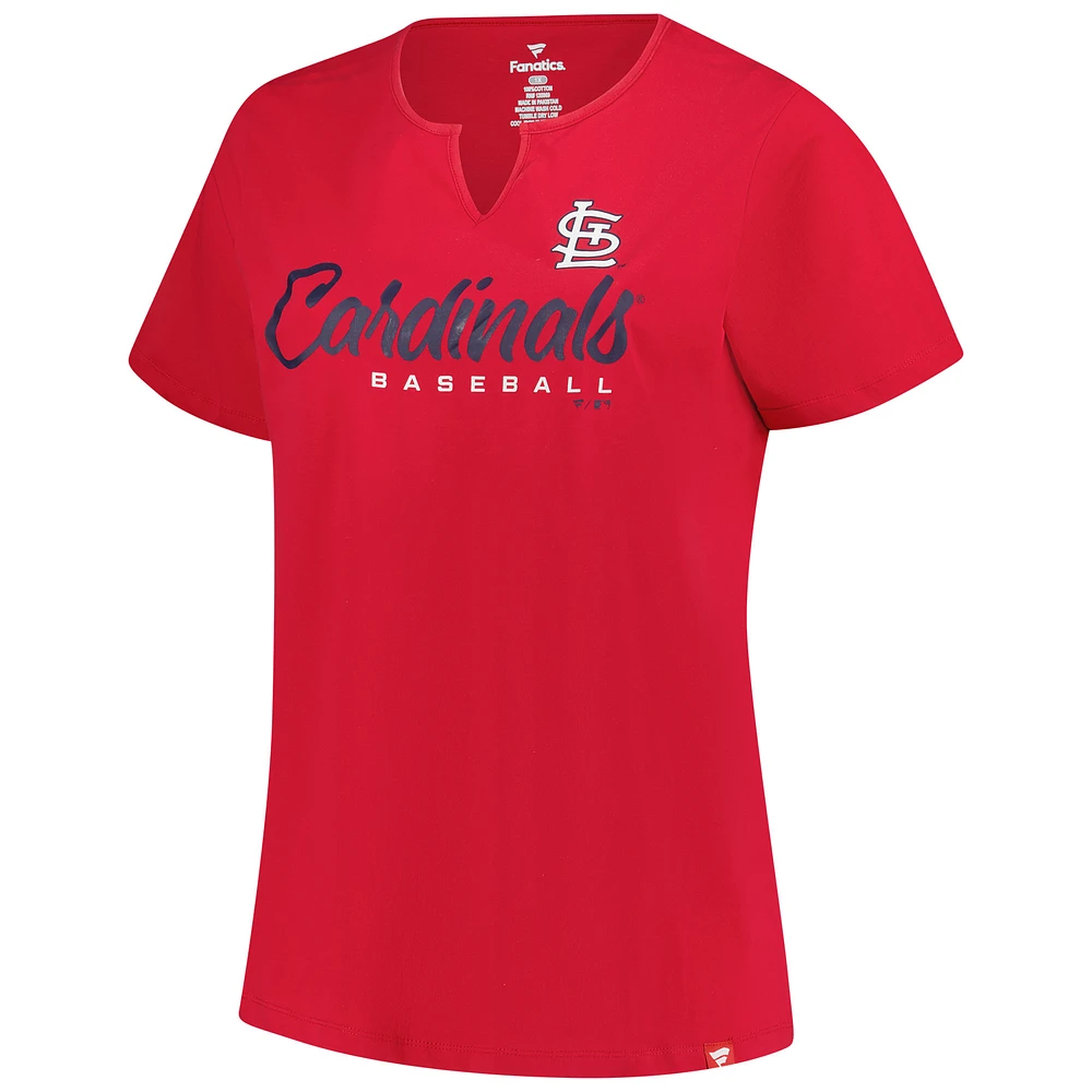 Women's Profile  Red St. Louis Cardinals Wordmark Notch Neck T-Shirt