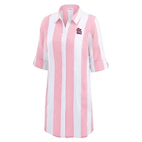 Women's Tommy Bahama  Pink St. Louis Cardinals Rugby Beach Boyfriend Full-Button Top