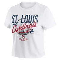 Women's WEAR by Erin Andrews  White St. Louis Cardinals Distressed Cropped Baby T-Shirt