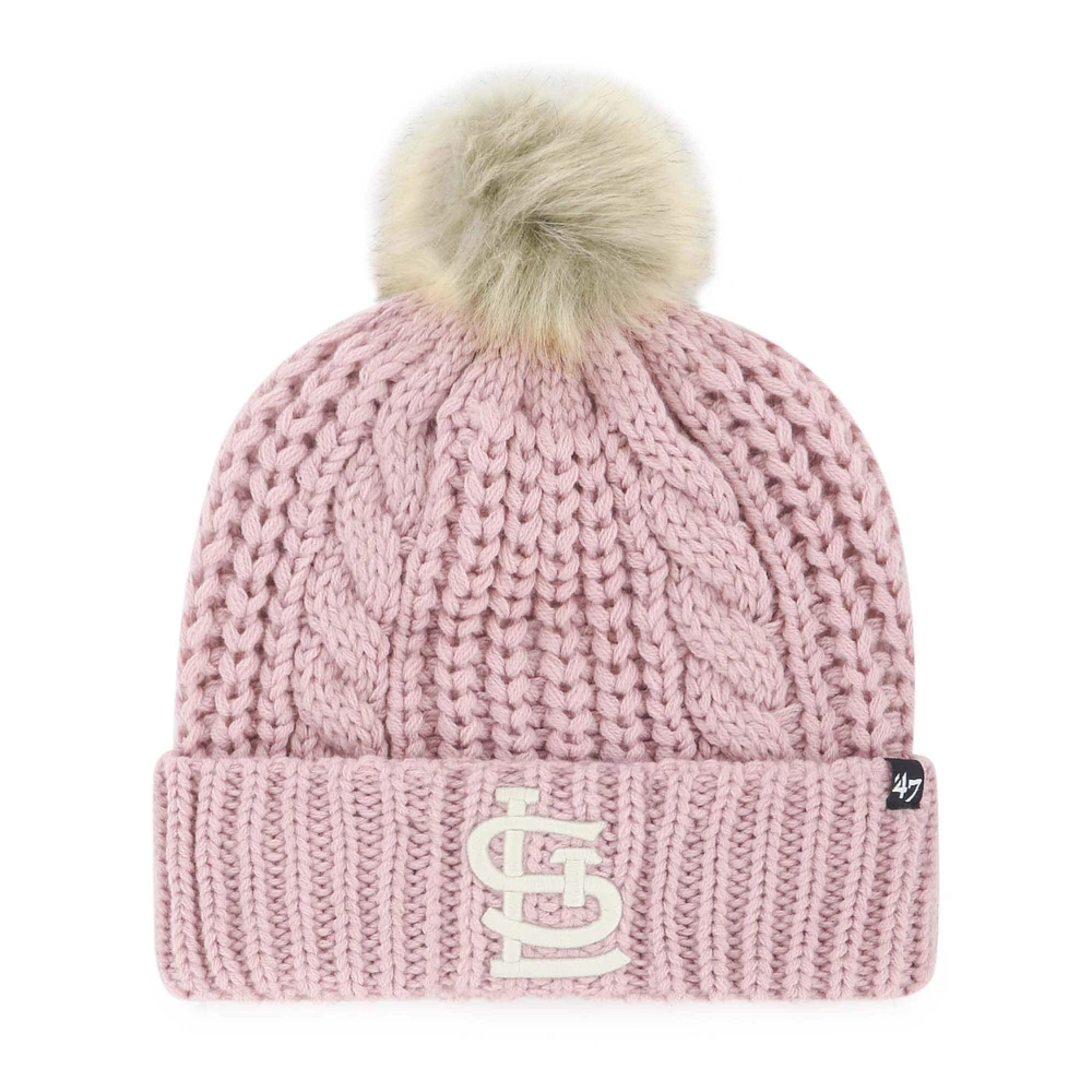 Women's '47 Dusty Rose St. Louis Cardinals Meeko Cuffed Knit Hat with Pom