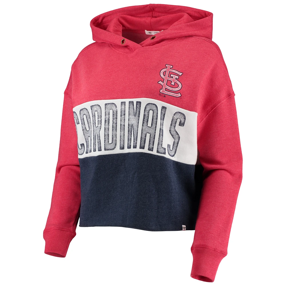 Chandail à capuchon court pour femme '47 Heathered Red/Heathered Navy St. Louis Cardinals Lizzy