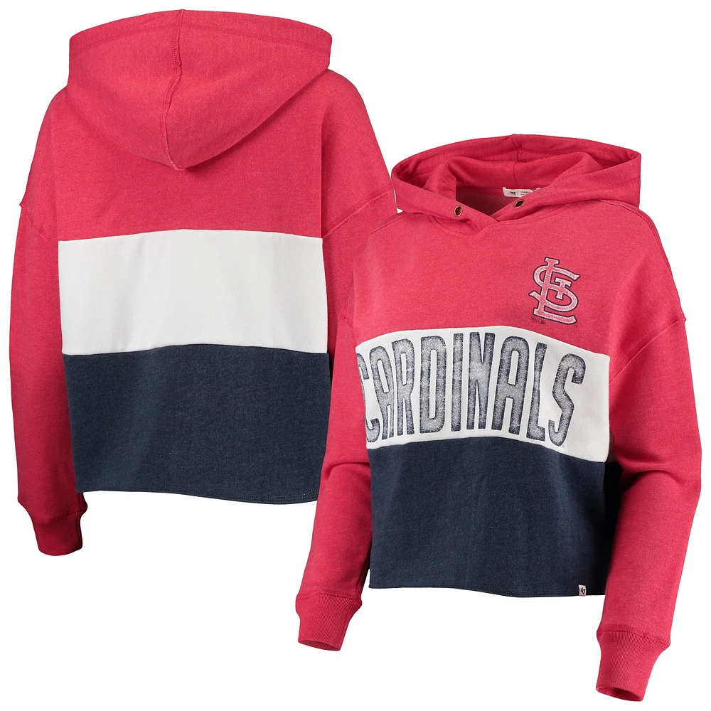 Chandail à capuchon court pour femme '47 Heathered Red/Heathered Navy St. Louis Cardinals Lizzy