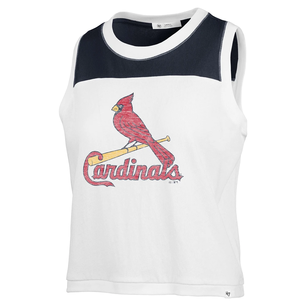 Women's '47 White St. Louis Cardinals Premier Zoey Waist Length Tank Top