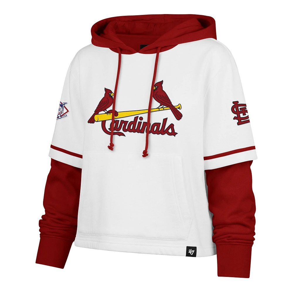 Women's '47 White St. Louis Cardinals Trifecta Shortstop Cropped Pullover Hoodie