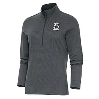 Women's Antigua  Heather Charcoal St. Louis Cardinals Brushed Metallic Epic Half-Zip Pullover Top