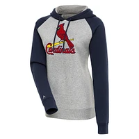 Women's Antigua  Heather Gray/Navy St. Louis Cardinals Victory Raglan Sleeve Pullover Hoodie