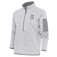 Women's Antigua  Heather Gray St. Louis Cardinals Brushed Metallic Fortune Half-Zip Pullover Jacket