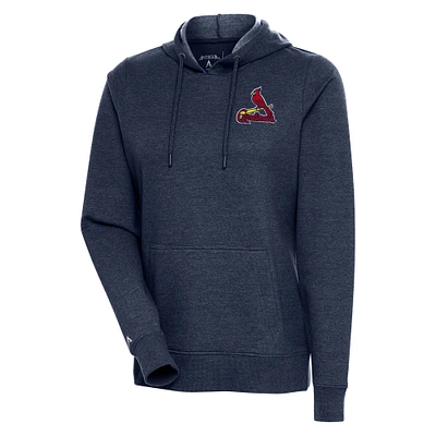 Women's Antigua Heather Navy St. Louis Cardinals Action Pullover Hoodie