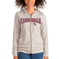Women's Antigua Oatmeal St. Louis Cardinals Wordmark Absolute Full-Zip Hoodie