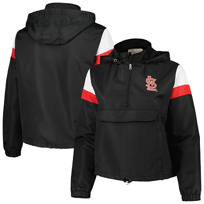 Women's Black St. Louis Cardinals Plus Anorak Quarter-Zip Hoodie Jacket