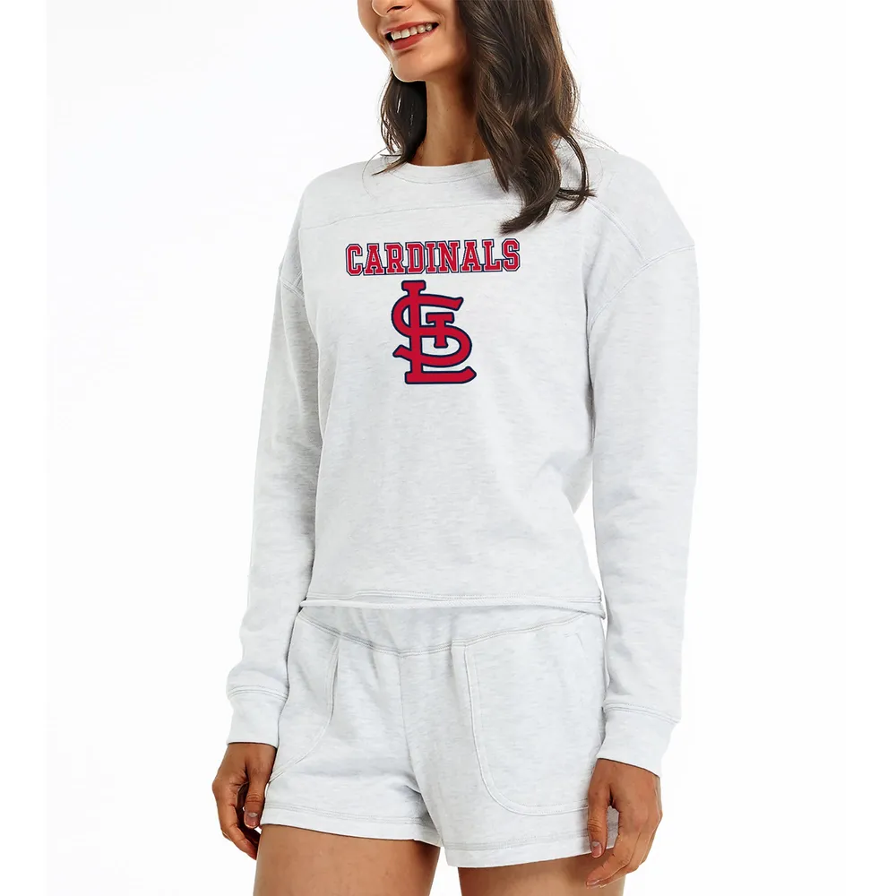Lids St. Louis Cardinals Concepts Sport Women's Crossfield Long Sleeve Top  & Shorts Set - Cream