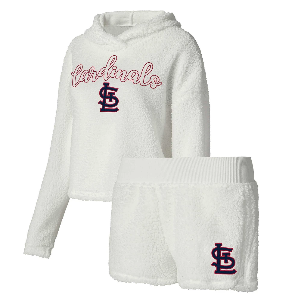 Ensemble de nuit Concepts Sport Cream St. Louis Cardinals pour femmes, haut à capuche et short moelleux