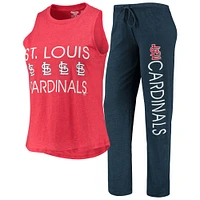 Concepts Sport Ensemble de nuit avec débardeur et pantalon pour femmes St. Louis Cardinals Meter Muscle Bleu marine/rouge