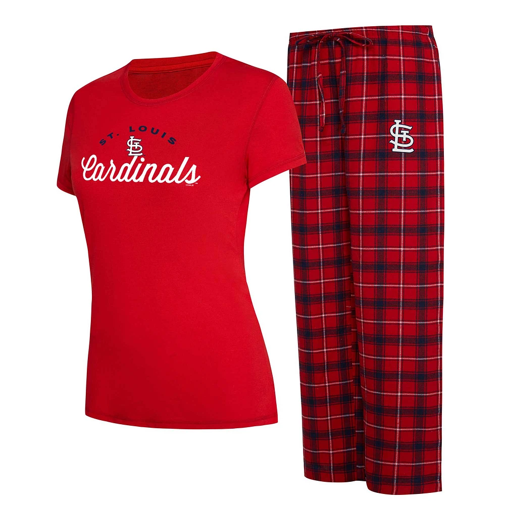 Ensemble de nuit Concepts Sport rouge/bleu marine St. Louis Cardinals Arctic T-shirt et pantalon en flanelle pour femmes