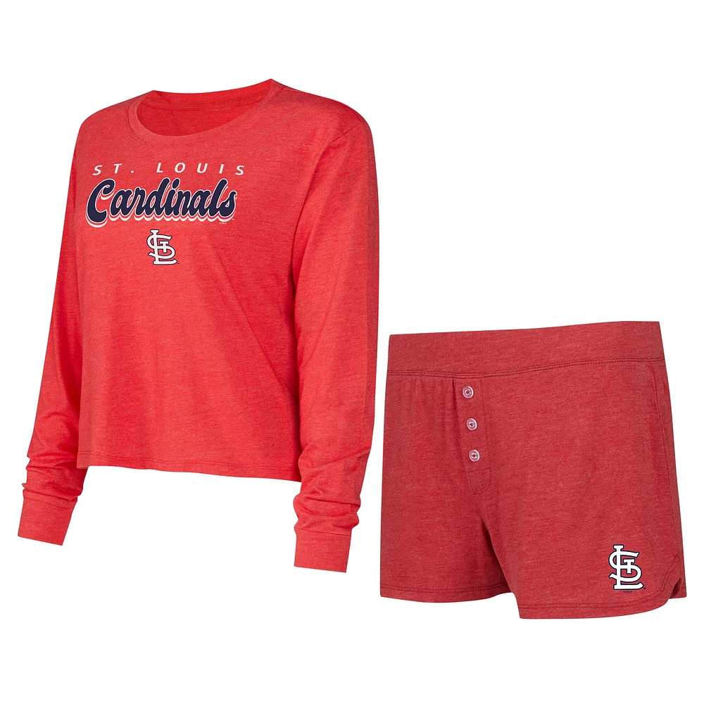 Ensemble t-shirt et short à manches longues en tricot Concepts Sport Red St. Louis Cardinals pour femmes