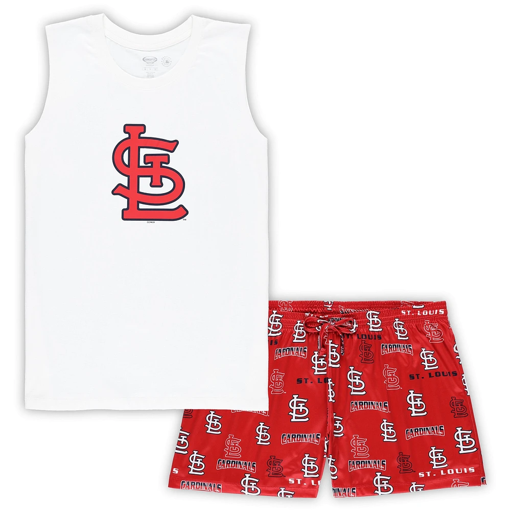 Women's Concepts Sport White/Red St. Louis Cardinals Plus Tank Top & Shorts Sleep Set