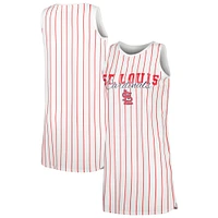 Women's Concepts Sport White St. Louis Cardinals Reel Pinstripe Knit Sleeveless Nightshirt