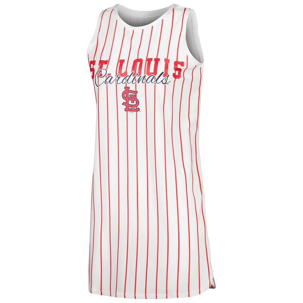 Women's Concepts Sport White St. Louis Cardinals Reel Pinstripe Knit Sleeveless Nightshirt