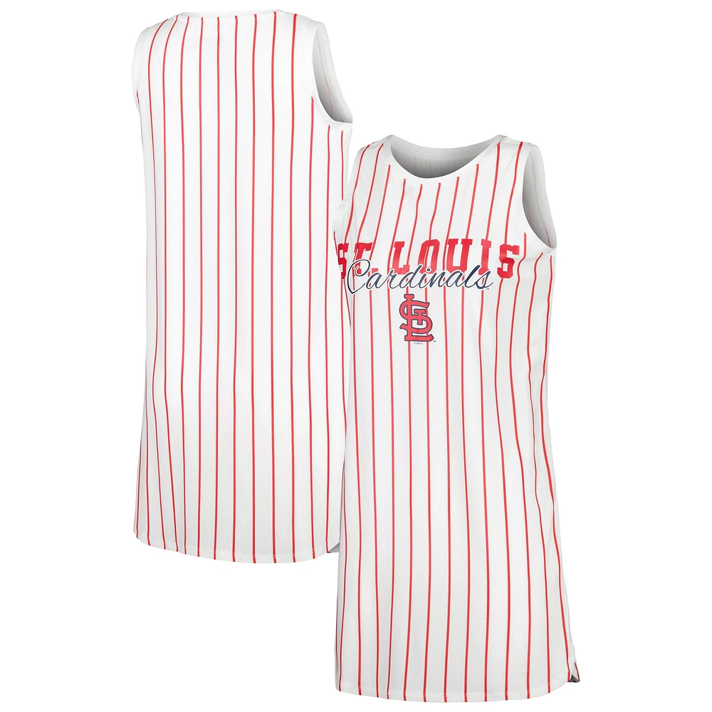 Women's Concepts Sport White St. Louis Cardinals Reel Pinstripe Knit Sleeveless Nightshirt