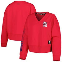 Sweat-shirt à encolure en V rouge DKNY Sport Cardinals de Saint-Louis Lily pour femme