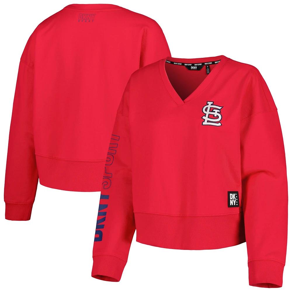 Sweat-shirt à encolure en V rouge DKNY Sport Cardinals de Saint-Louis Lily pour femme