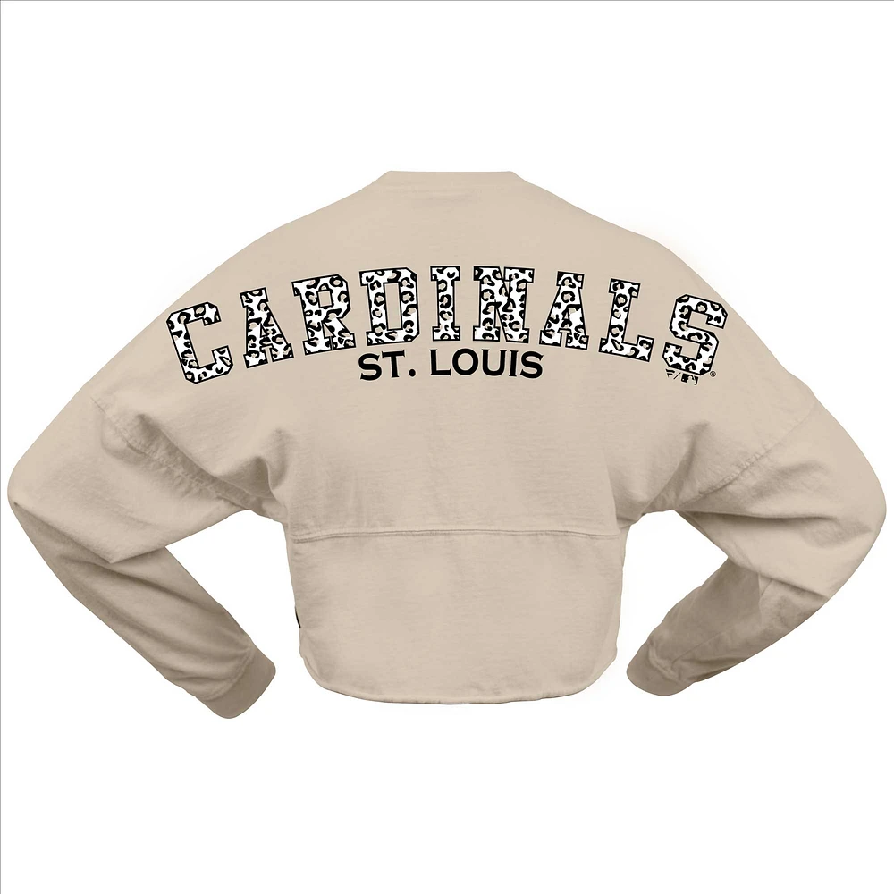 Women's Fanatics Cream St. Louis Cardinals Long Sleeve Cropped Jersey T-Shirt