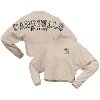 T-shirt court en jersey à manches longues Fanatics Cream St. Louis Cardinals pour femmes