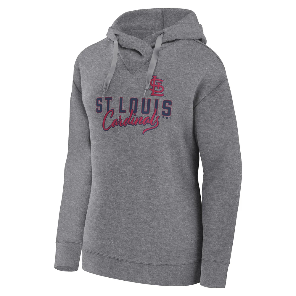 Women's Fanatics Heather Gray St. Louis Cardinals Script Favorite Lightweight Pullover Hoodie