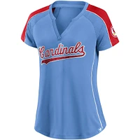 Women's Fanatics Light Blue/Red St. Louis Cardinals True Classic League Diva Pinstripe Raglan V-Neck T-Shirt