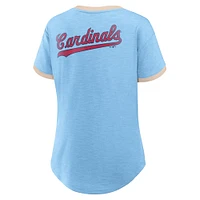 Women's Fanatics Light Blue St. Louis Cardinals Binge Worthy Stadium Slub V-Neck T-Shirt