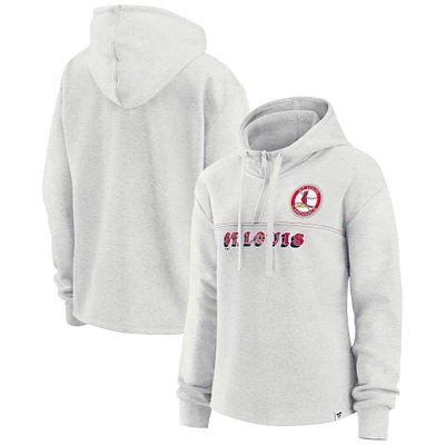 Women's Fanatics Oatmeal St. Louis Cardinals True Classics Legacy Quarter-Zip Hoodie