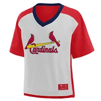 Women's Fanatics Red/Graphite St. Louis Cardinals Oversized Race To Win V-Neck T-Shirt