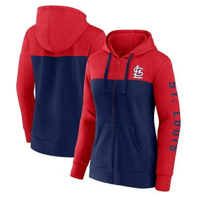 Women's Fanatics Red/Navy St. Louis Cardinals City Ties Hoodie Full-Zip Sweatshirt