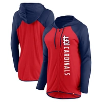 Veste à capuche entièrement zippée Fanatics pour femmes rouge/marine St. Louis Cardinals Forever Fan