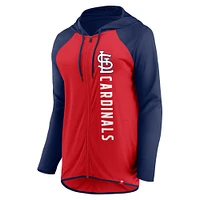 Veste à capuche entièrement zippée Fanatics pour femmes rouge/marine St. Louis Cardinals Forever Fan