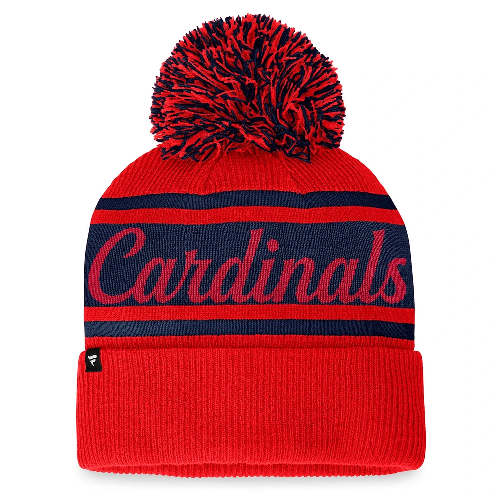 Women's Fanatics Red/Navy St. Louis Cardinals Script Cuffed Knit Hat with Pom