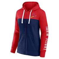 Women's Fanatics Red/Navy St. Louis Cardinals Take The Field Colorblocked Hoodie Full-Zip Jacket