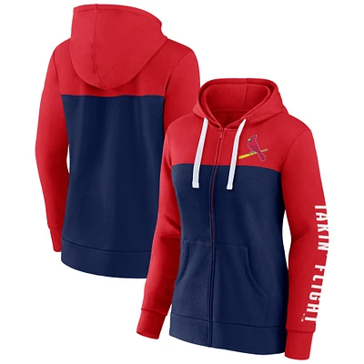 Women's Fanatics Red/Navy St. Louis Cardinals Take The Field Colorblocked Hoodie Full-Zip Jacket