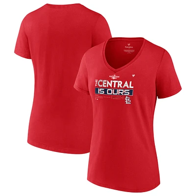 Women's Fanatics Red St. Louis Cardinals 2022 NL Central Division Champions Plus V-Neck T-Shirt