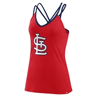 Débardeur rouge Fanatics St. Louis Cardinals Barrel It Up à col en V dans le dos croisé pour femmes