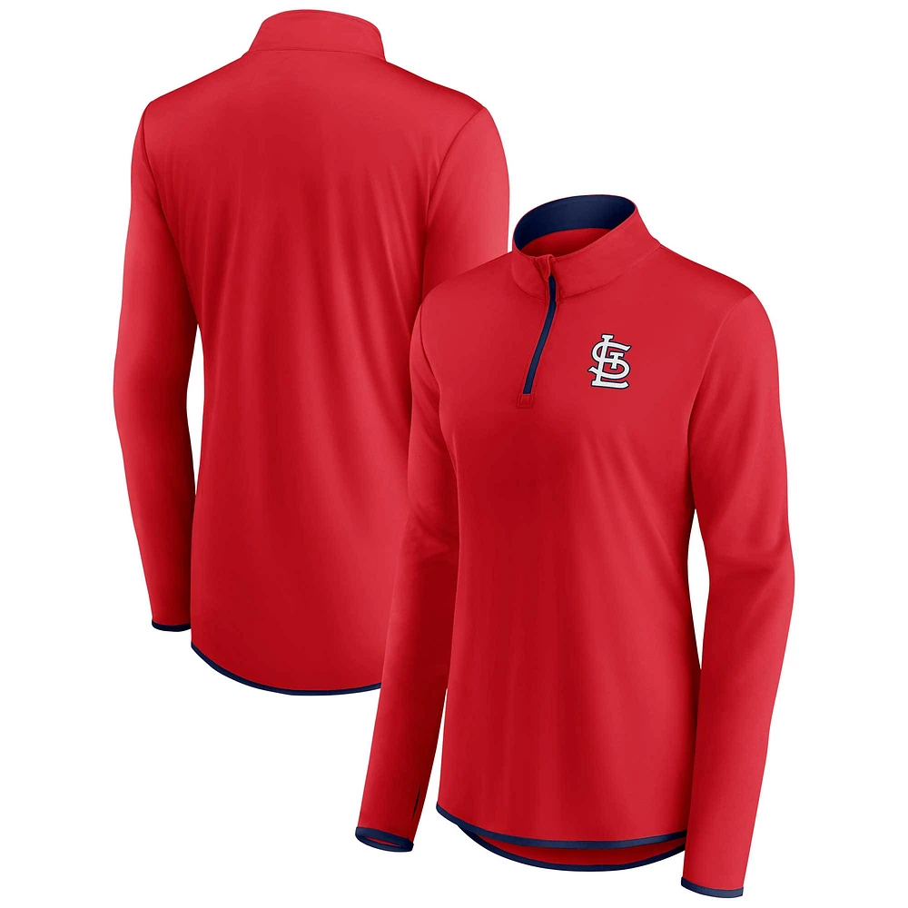 Women's Fanatics Red St. Louis Cardinals Corner Quarter-Zip Top