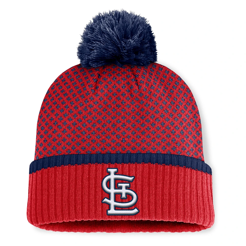 Women's Fanatics Red St. Louis Cardinals Fundamental Jacquard Cuffed Knit Hat with Pom