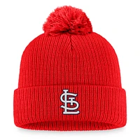 Women's Fanatics Red St. Louis Cardinals Run The Bases Long Sleeve T-Shirt & Cuffed Knit Hat with Pom Combo Set