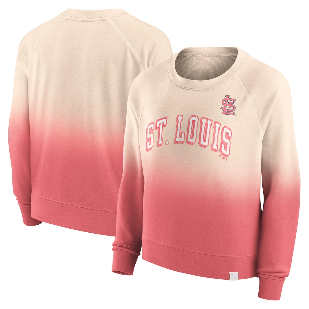 Sweat-shirt Fanatics Tan/Rouge St. Louis Cardinals Luxe Lounge Arch Raglan pour femmes