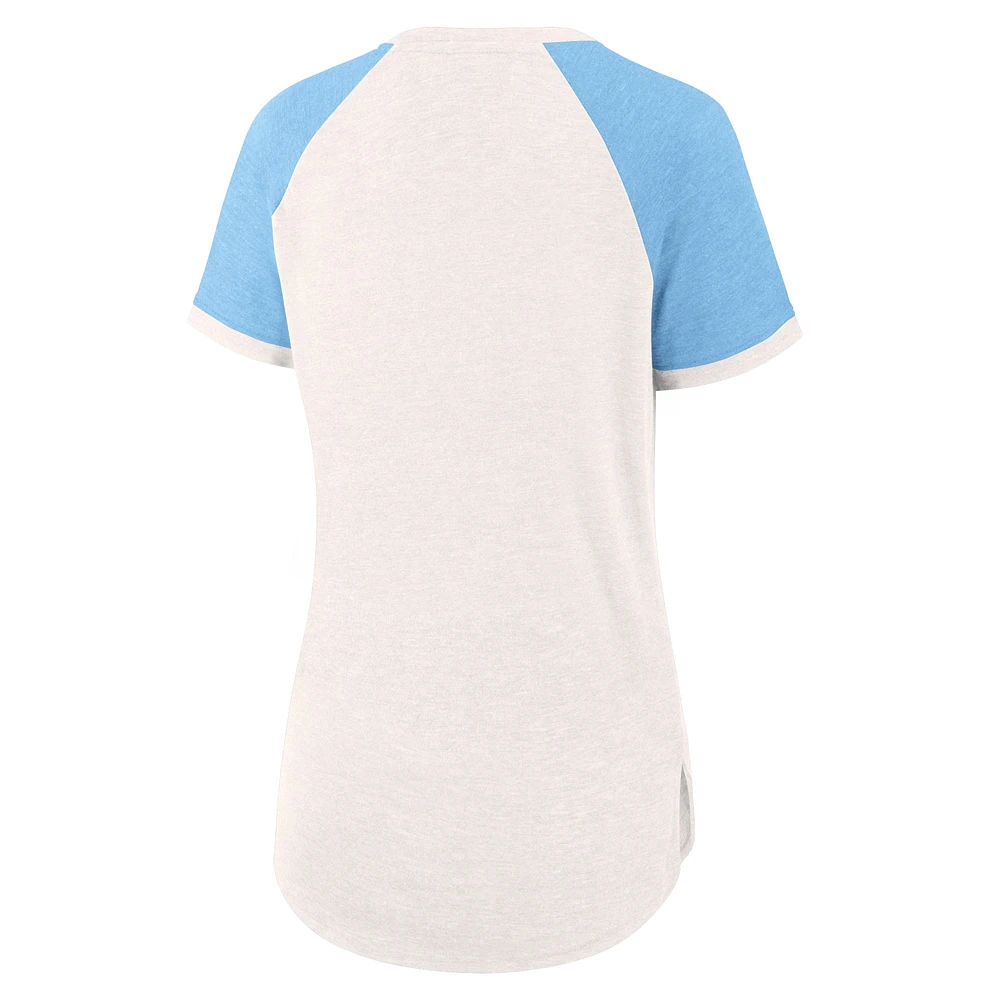 Women's Fanatics White/Light Blue St. Louis Cardinals For the Team Slub Raglan V-Neck Jersey T-Shirt