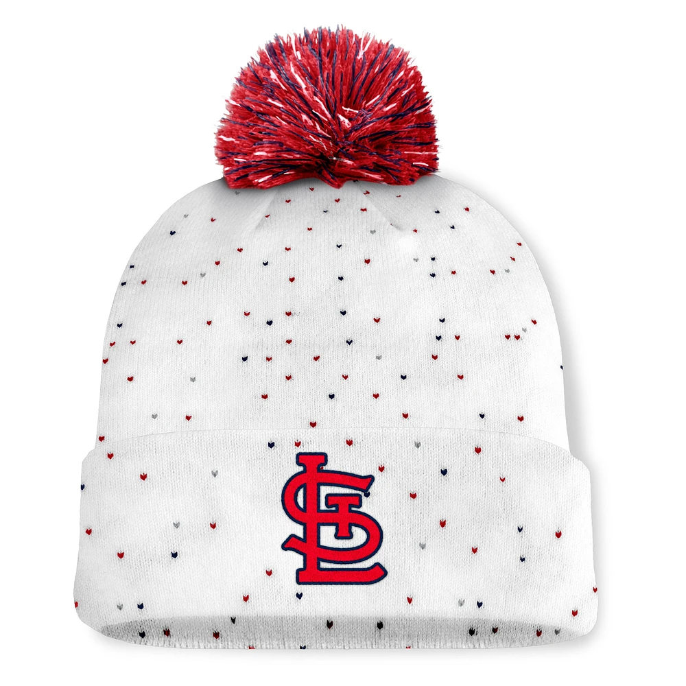 Women's Fanatics White St. Louis Cardinals Fundamental Confetti Cuffed Knit Hat with Pom